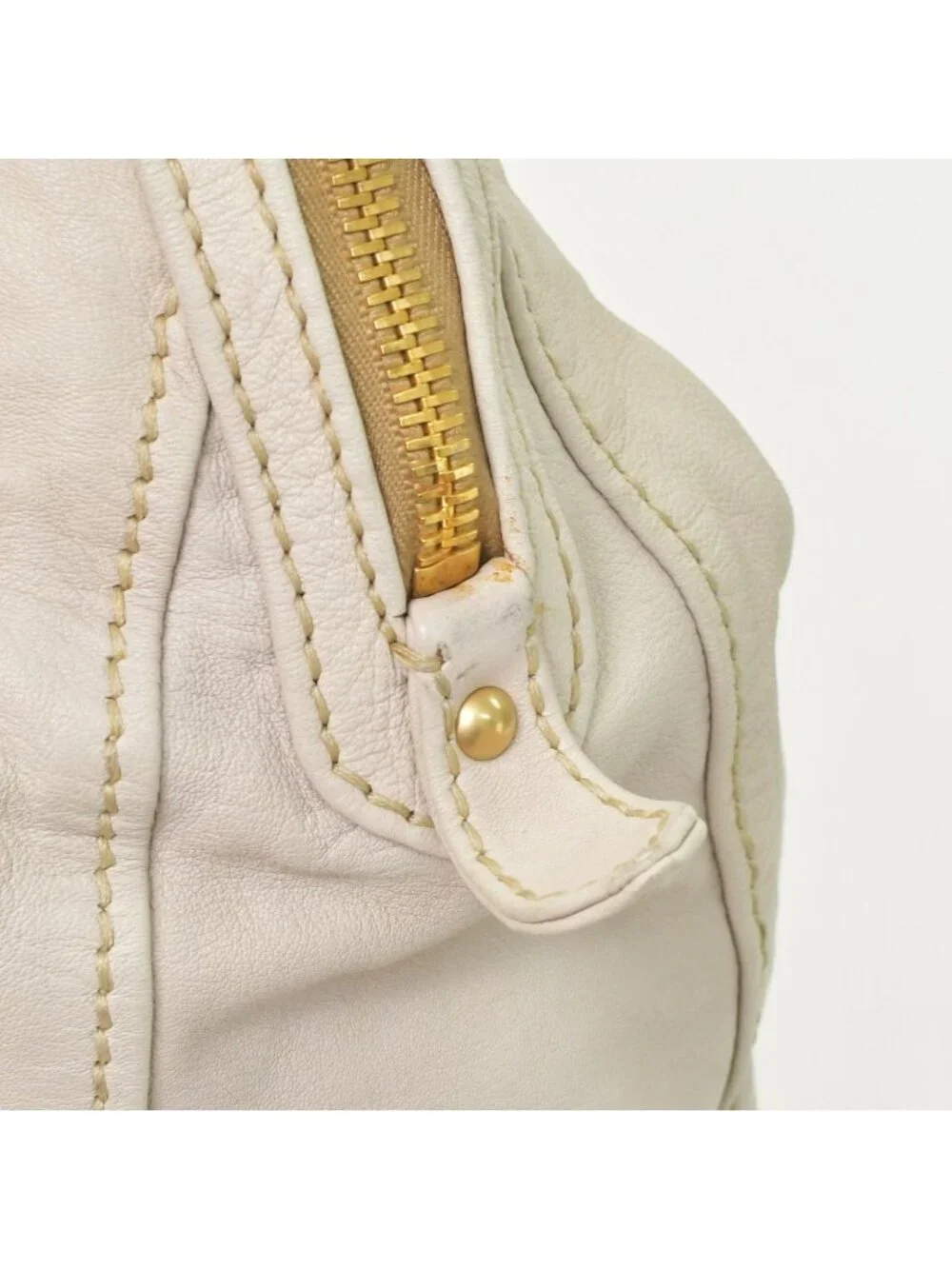 Miu Miu Vintage Handbag Beige Brown Leather Gold